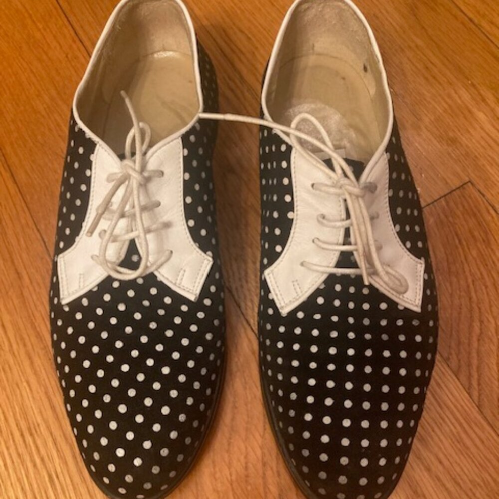 Vintage Tokio Kumagai Women's Polka Dot Suede Derby Shoes